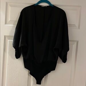 Zara Collection Black silky V-Neck Bodysuit - fantastic condition - size M